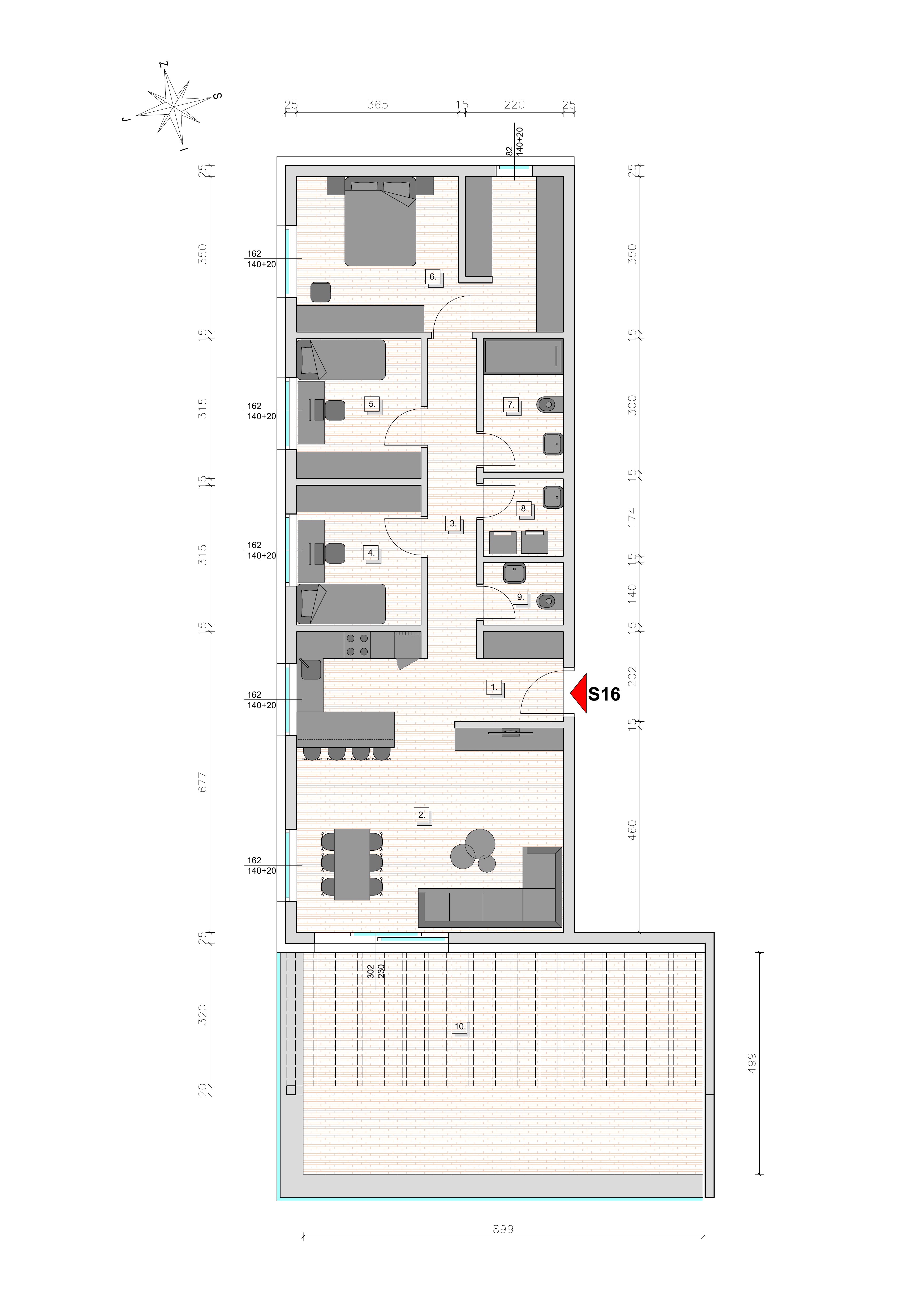 Tlocrt stana S16 — 108.81 m²