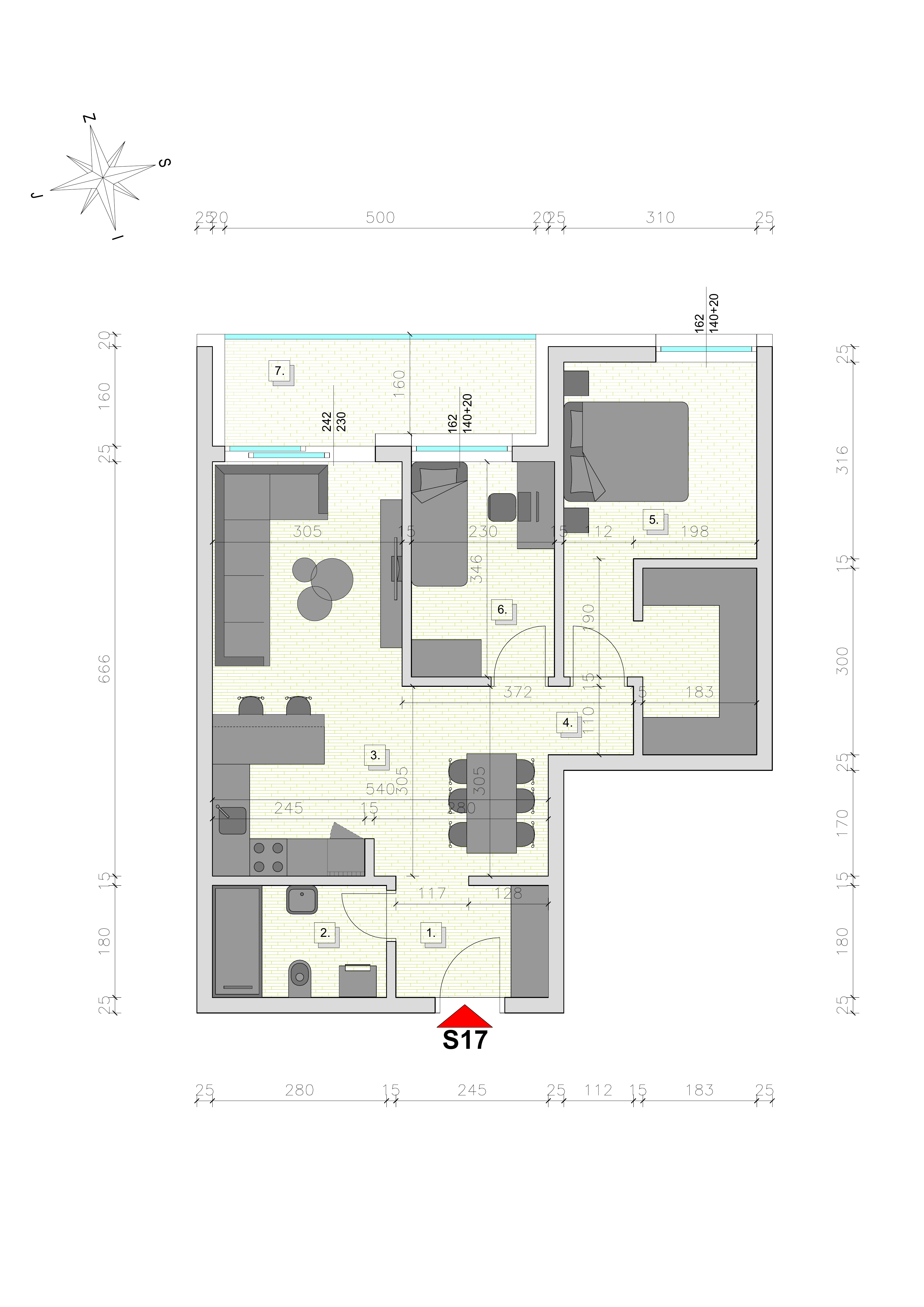Tlocrt stana S17 — 69.25 m²