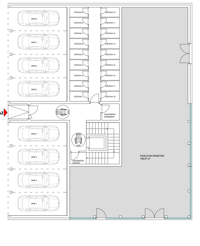 Tlocrt Prizemlje — stanovi 